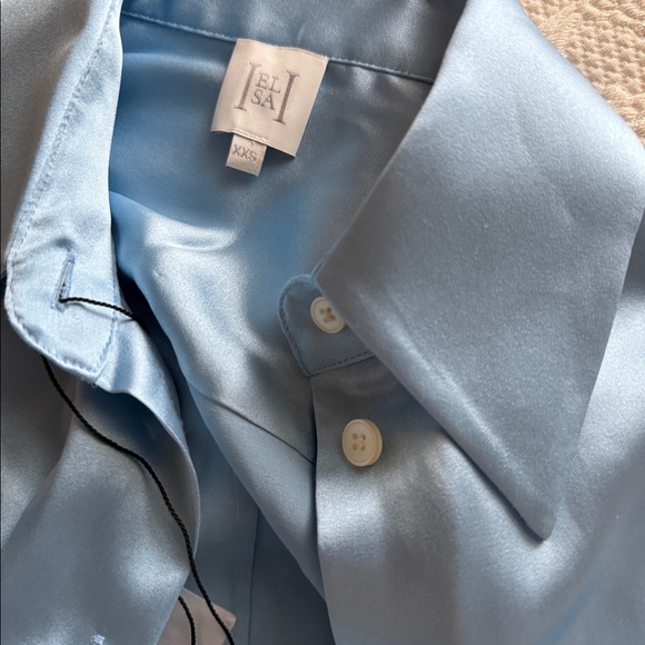 HELSA silk charmeuse shirt in sky blue size XXS BNWT - Picture 4 of 5